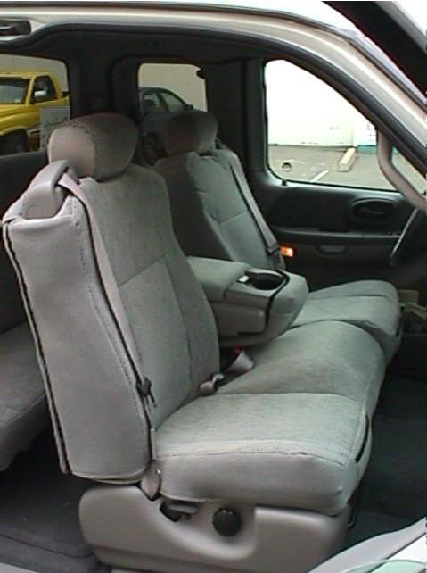 2001 2003 Ford F150 Regular And Super Cab Front Low Back 40 60 Split Seat With Integrated Belts Opening Console Durafit Covers Custom Fit Car Truck Van - 2001 Ford F150 Supercrew Front Seat Covers